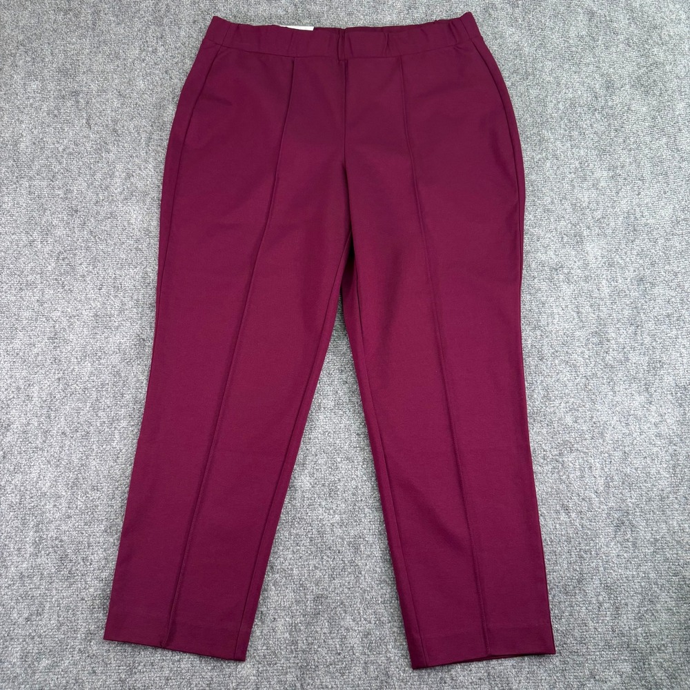 Croft & Barrow Pants Womens Large (Fits 35x27) Burgundy Ankle Pullon Stretch NEW
